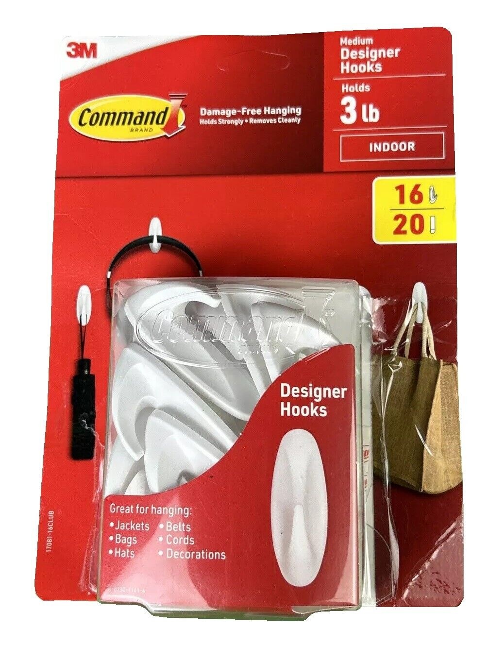 3M Command Designer Hooks, Medium, White