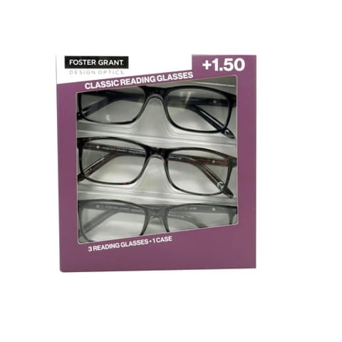 Design Optics by Foster Grant Full Frame Plastic Classic Reading Glasses +1.50