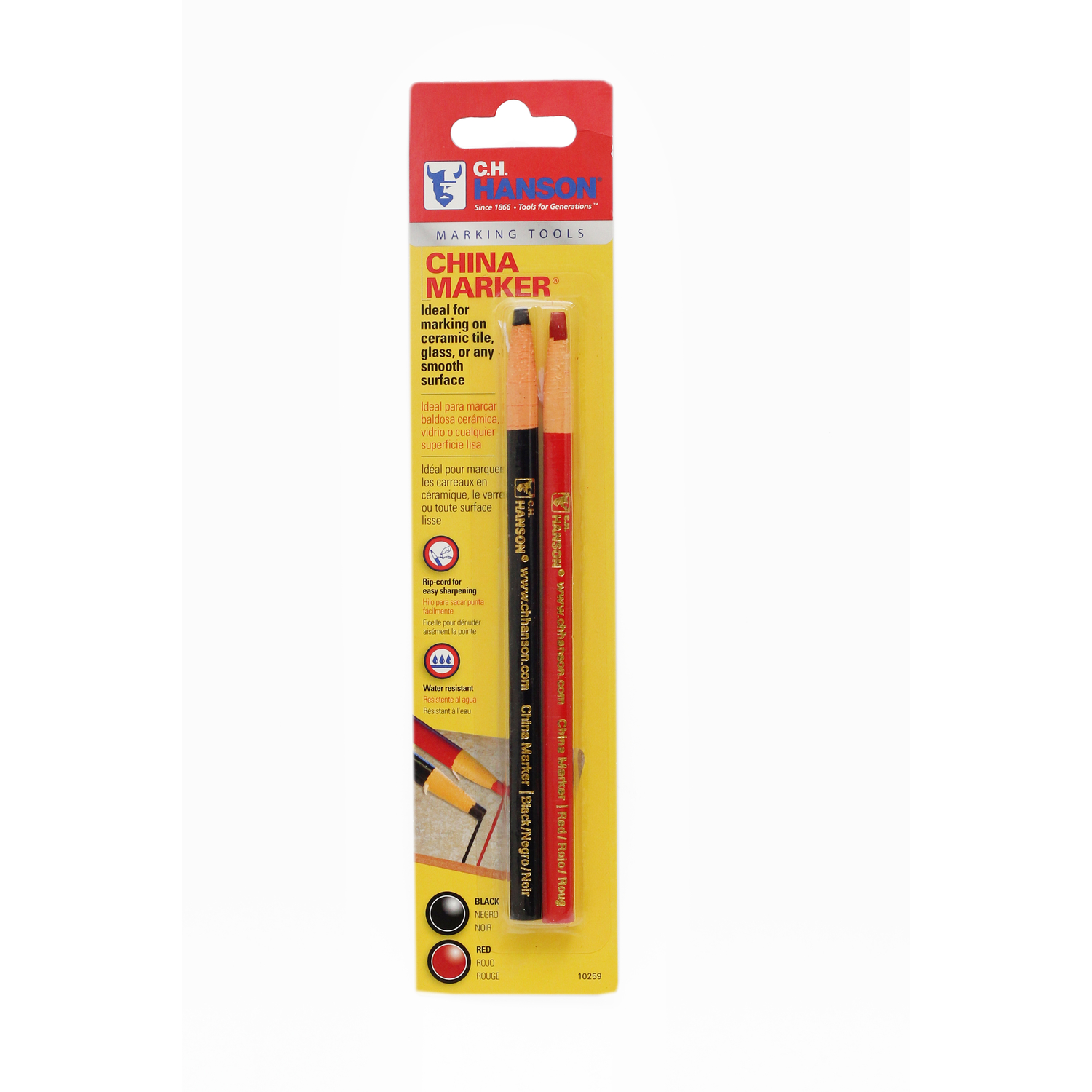 CH Hanson 2006893 6.75 in. China Marker Set, Black & Red - 2 Piece