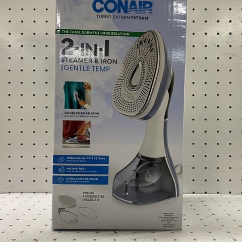 Conair Turbo Extremesteam 2 in 1 Steamer and Iron with Gentle Temp Accessories
