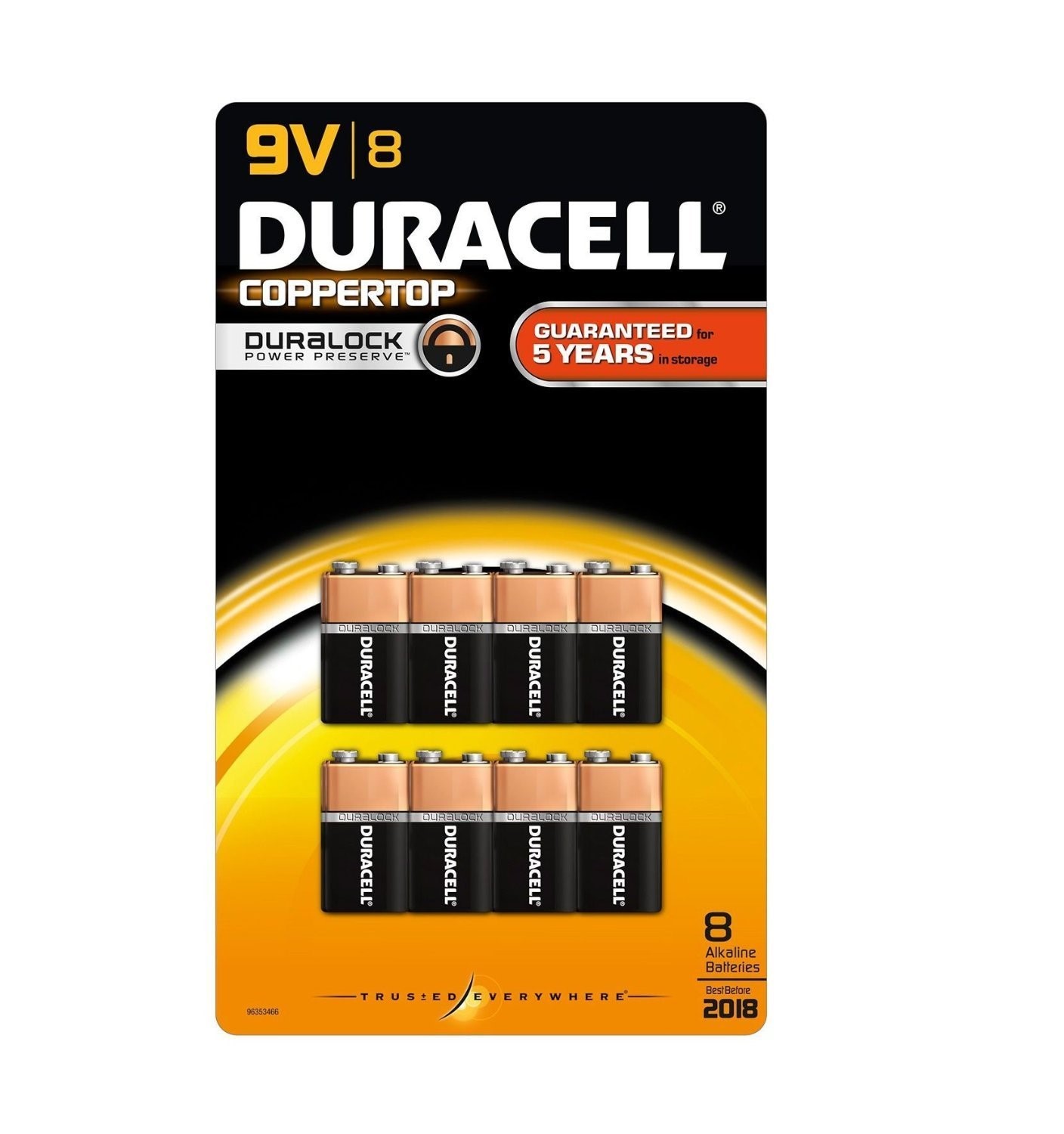 Duracell 9V Alkaline Batteries, 8 Ct
