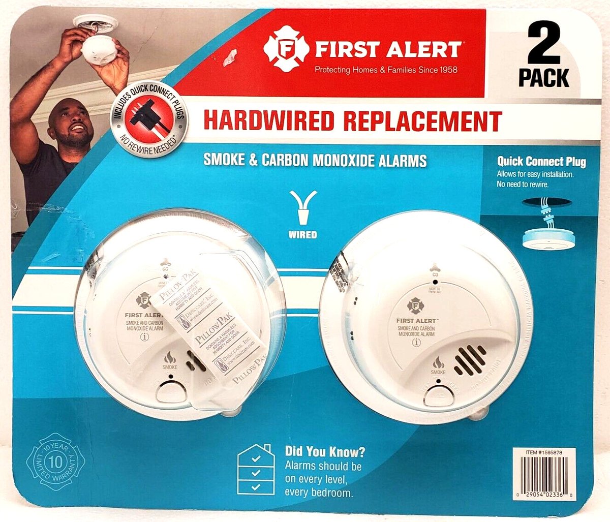 Hardwired Combination Smoke and Carbon Monoxide Alarm with Battery Backup