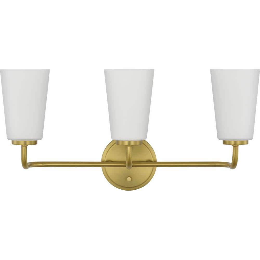 Progress Lighting Avec 22-in. 3-Light Brushed Gold Contemporary Bath Vanity Light