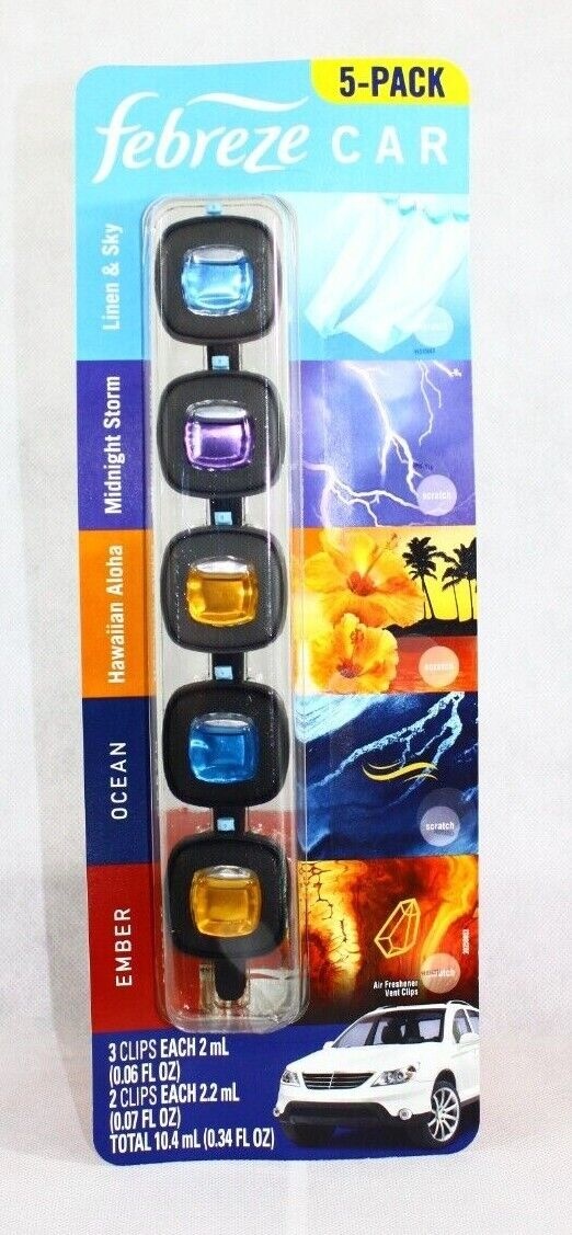 5ct Febreze Car Vent Clips Air Freshener 10ml