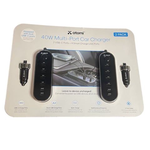 Atomi 40W 12V USB Charger 2 Pack