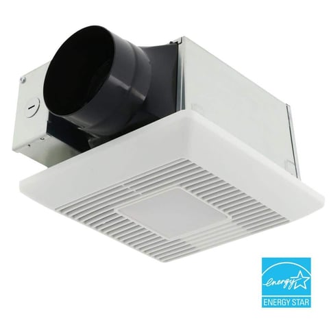 Whisper Mighty LED Pick-a-Flow 70-90CFM Ceiling/Wall ENERGY STAR Bathroom Exhaust Fan 9.5 in. X 9.5 in. Grille Footprint
