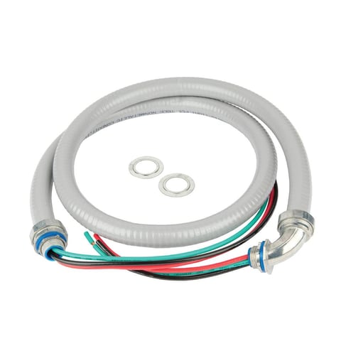 Cambridge 4 ft. Electrical AC Whip Kit, ½ in. Connectors, 3 10-Gauge Wires, Metal Ends