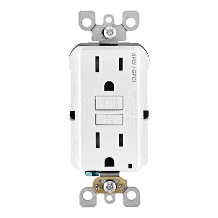 Leviton 15 Amp 125-Volt Duplex Self-Test SmartlockPro Tamper Resistant AFCI/GFCI Dual Function Outlet, White AGTR1-KW