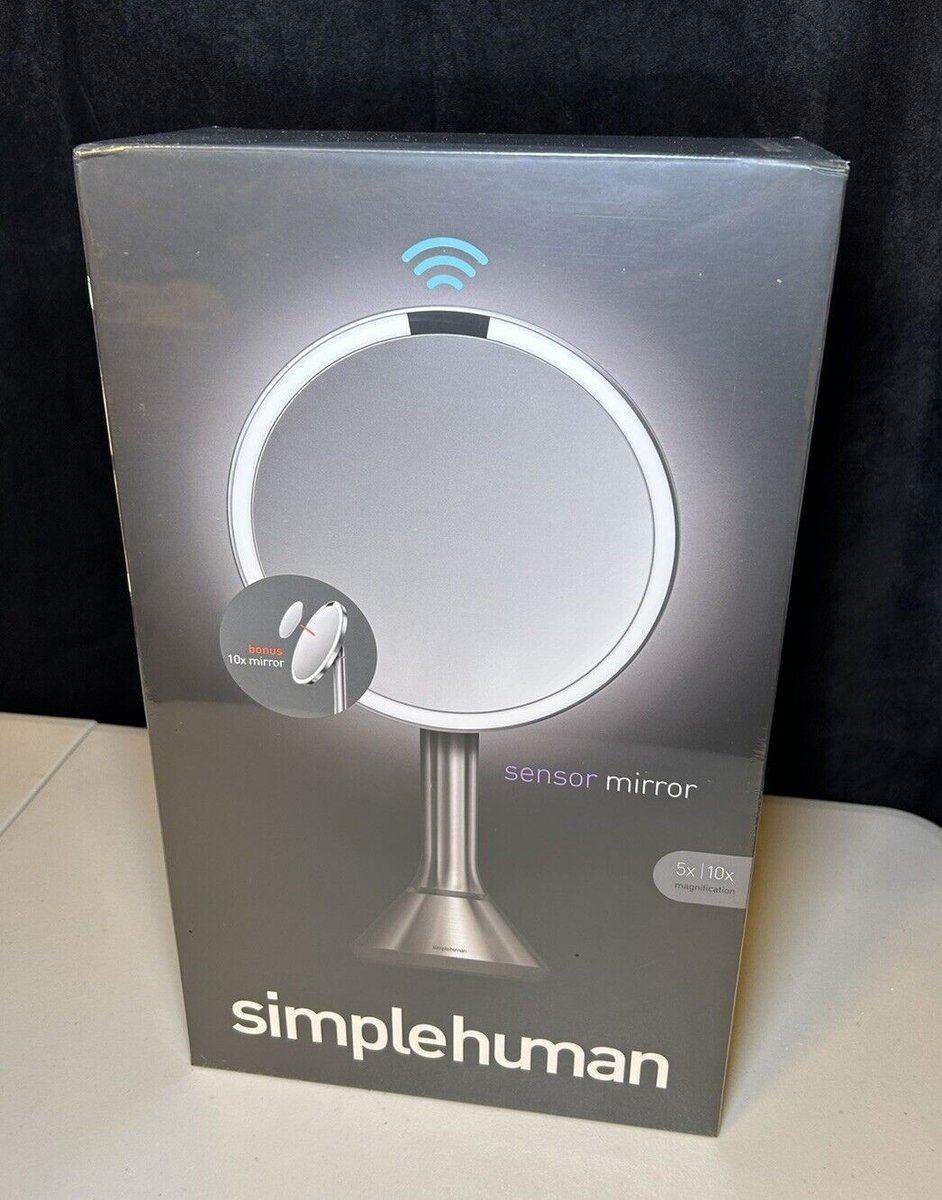 simplehuman 8” Round LED Sensor Mirror with 5x and 10x Magnification