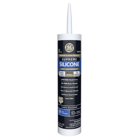 GE Supreme Silicone Caulk 10.1 oz Window and Door Sealant White