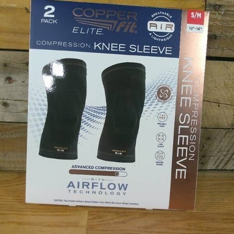Copper Fit Elite Compression Knee Sleeve  2 Pack (Small/Medium)