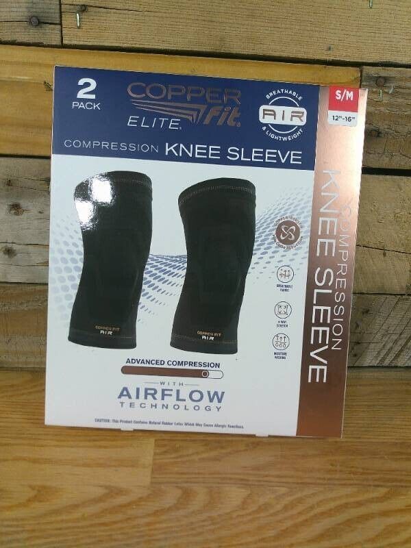 Copper Fit Elite Compression Knee Sleeve  2 Pack (Small/Medium)