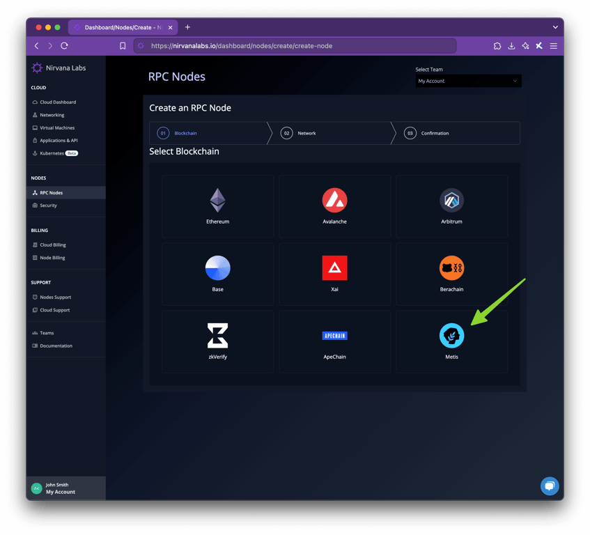 How to Create a Metis Mainnet Node with Nirvana Labs