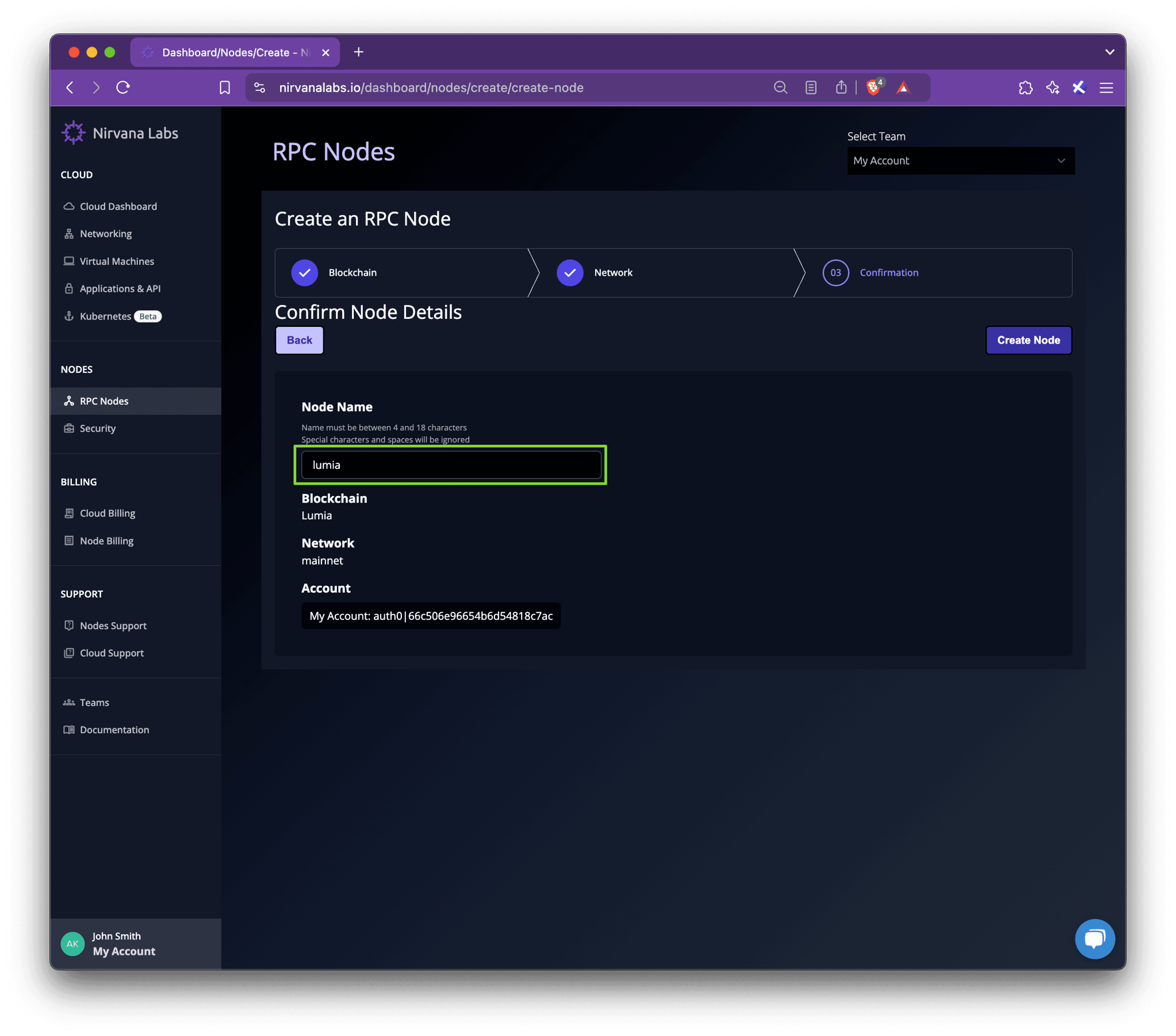 How to Create a Lumia Mainnet Node with Nirvana Labs