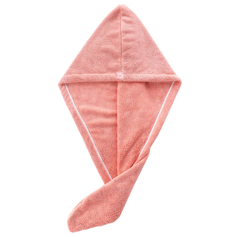 Super Absorbent and Quick-Drying Coral Fleece Hooded Towel for Drying Hair(Pink)