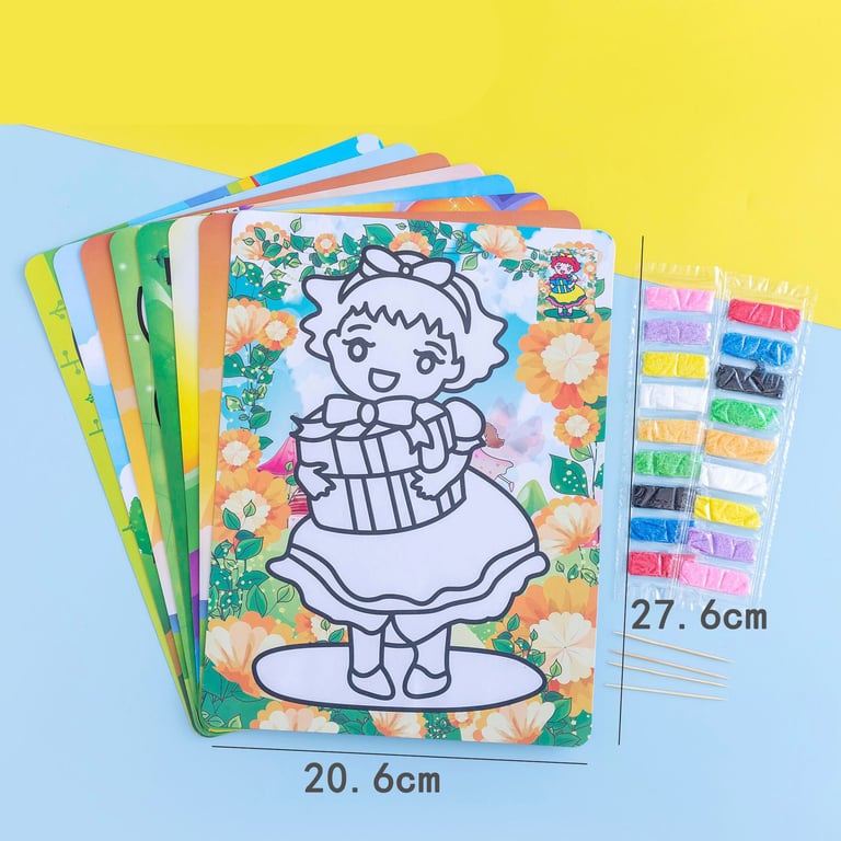 10-Piece DIY Cartoon Colored Sand Art Kit for Kids, Educational and Fun for Preschoolers