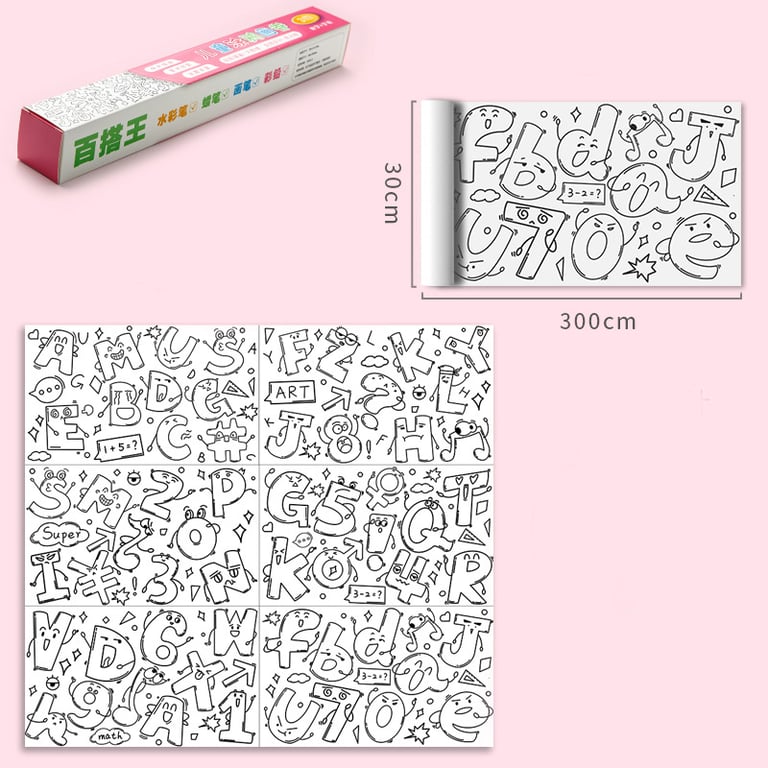 Colorful and Fun Alphabet and Number Pattern Coloring Roll for Kids