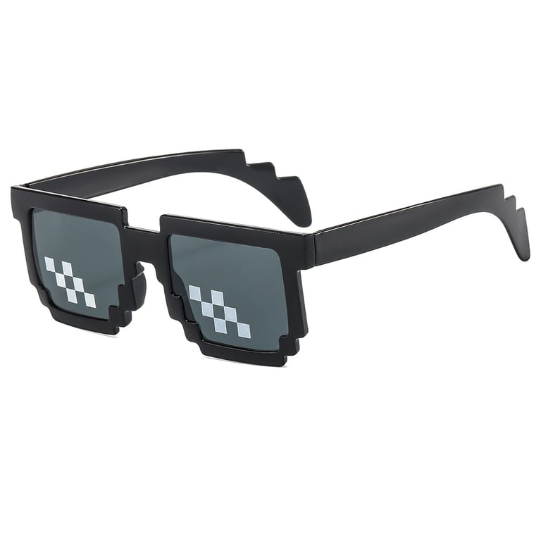 New Arrival 2D Cool and Funny Mosaic Toy Sunglasses with Unique Pixel Design(Big Black)