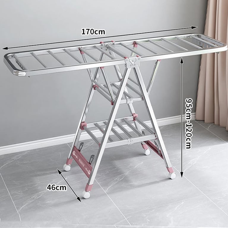 Folding Drying Rack Clothing for Indoor Outdoor Heavy Duty with 20 Windproof Hooks