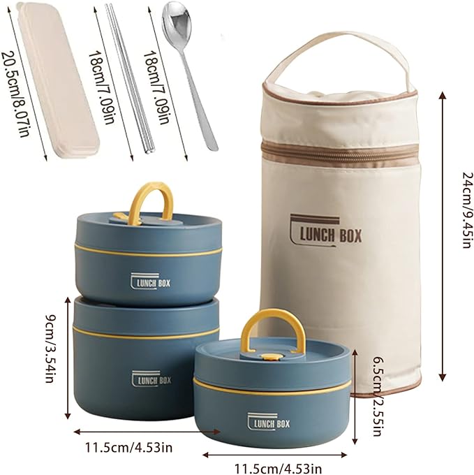 Stainless steel Two Pcs lunch box with spoon and bag 1024ml