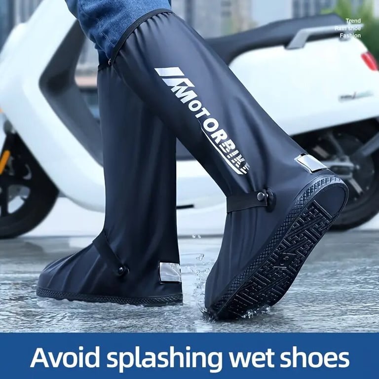 Motorcycle Shoe Covers Waterproof Motorcyclist Overboot Anti-slip Rain Boot Cover PVC Fabric Rain Seal Over Boots for Men Women