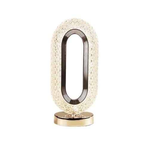 LED Oval Shaped Crystal Table Decorative Night Light Lamp with Touch Sensor 3 Adjustable Color