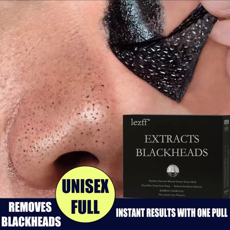 Lezff Bamboo Charcoal Blackhead Nose Mask 20Pcs Powerful Cleansing, Helps to Remove Blackheads and other Impurities