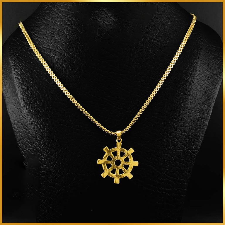 Gold Dharmawheel & Snake Chain