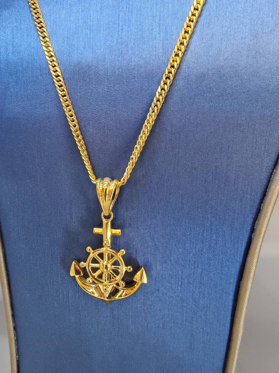 Gold Dharma Anchor Pendant & Chain