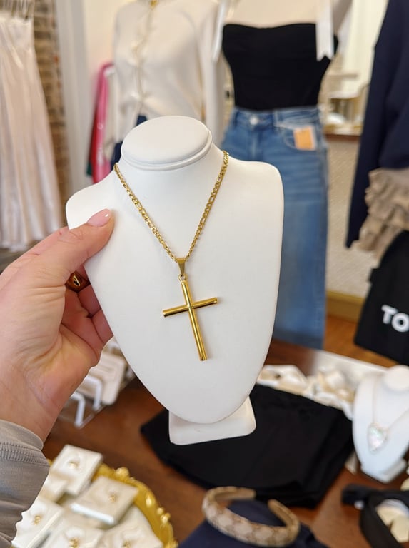 Gold Cross Pendant & Chain