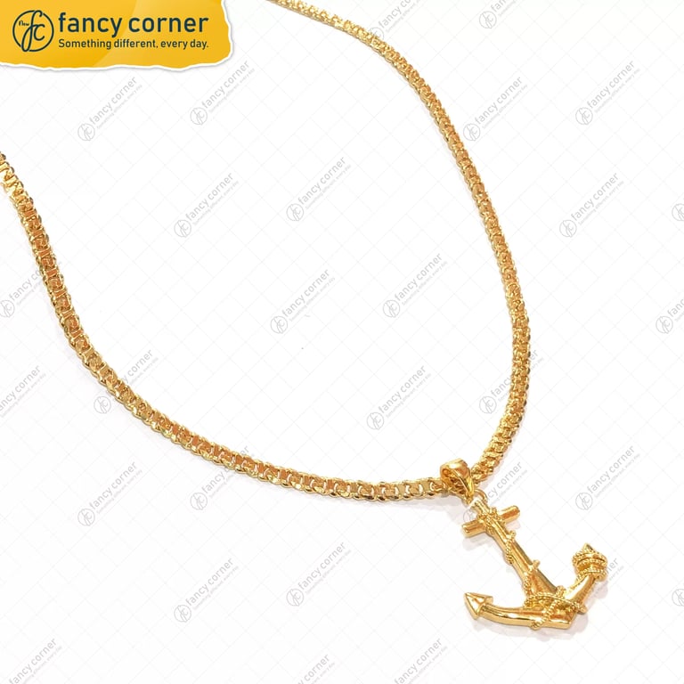 Gold Num 03 & Anchor Pendent