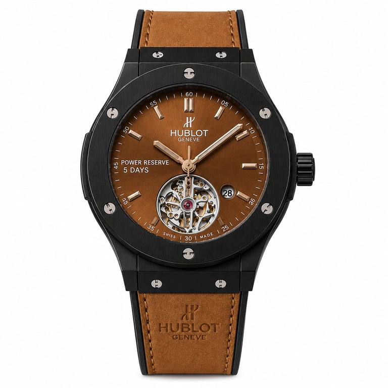 Hublot Classic Fusion Automatic Open Heart Men's Watch – Black Case & Brown Leather Strap