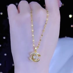 Luxe Interlocking C Crystal Pendant Necklace