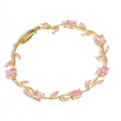 Golden Pink Crystal Vine Bracelet