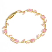 Golden Pink Crystal Vine Bracelet