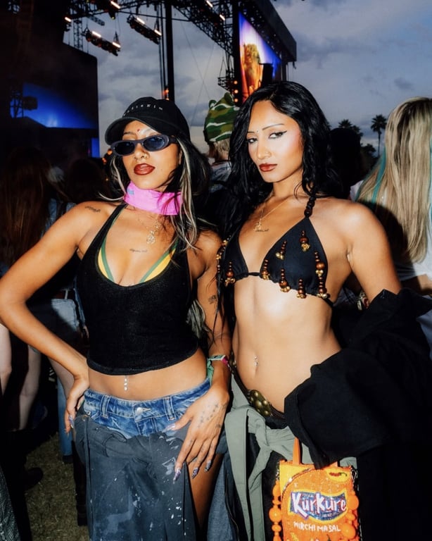 KATSEYE's Lara and Sister Rhea Raj at Coachella / @RheaRaj_HQ on X