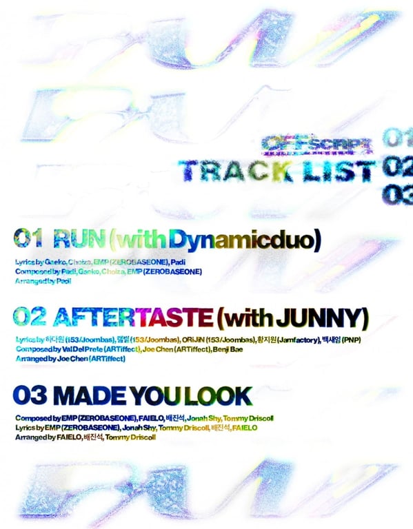 ZEROBASEONE EMP 'OFF script' track list / WAKEONE