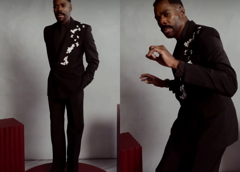 Colmen Domingo wearing a Boucheron high jewelry brooch. Golden Globe SNS