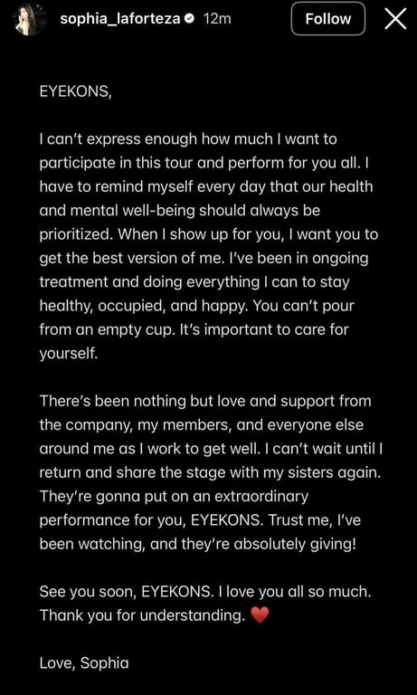 KATSEYE's Sophia shares her thoughts on Instagram Stories / @sophia_laforteza on Instagram
