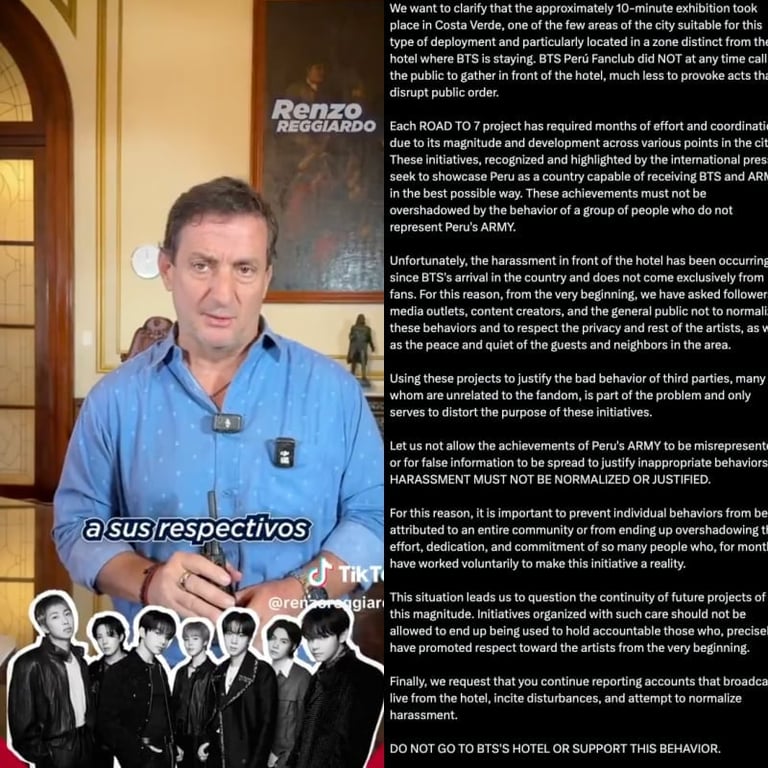 Lima's Mayor Renzo Reggiardo and BTS Peru Fanbase Statement / Web Capture