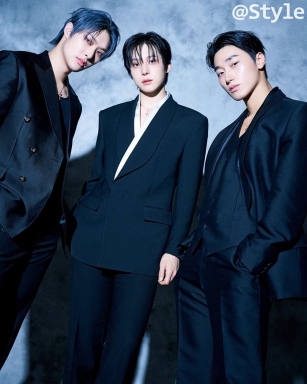 ATEEZ Mingi, Yunho and San pose for photos for the July issue of AtStyle / AtStyle