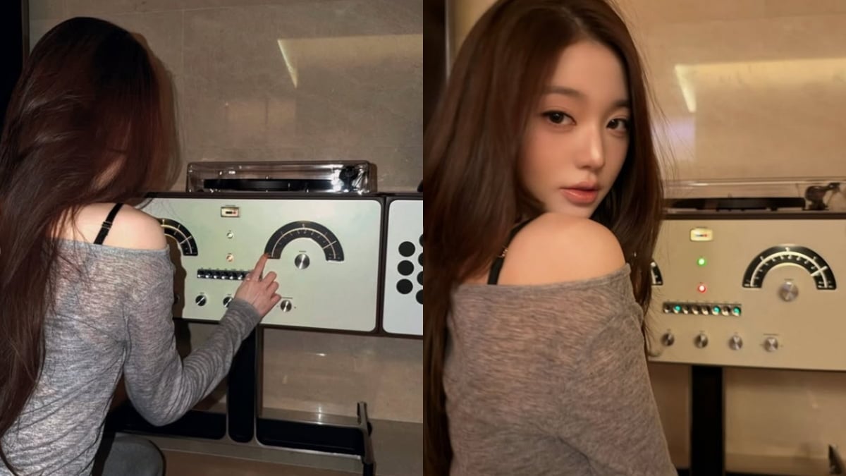 Jang Won-young, a member of the group IVE, is touching a high-end speaker. / Photo = Jang Won-young's social media