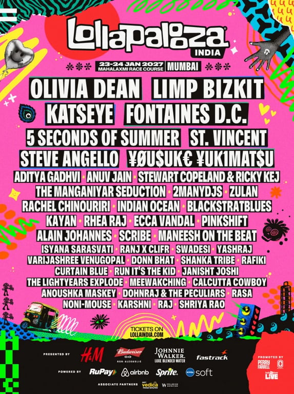 Lineup poster for Lollapalooza India 2027 / Lollapalooza India