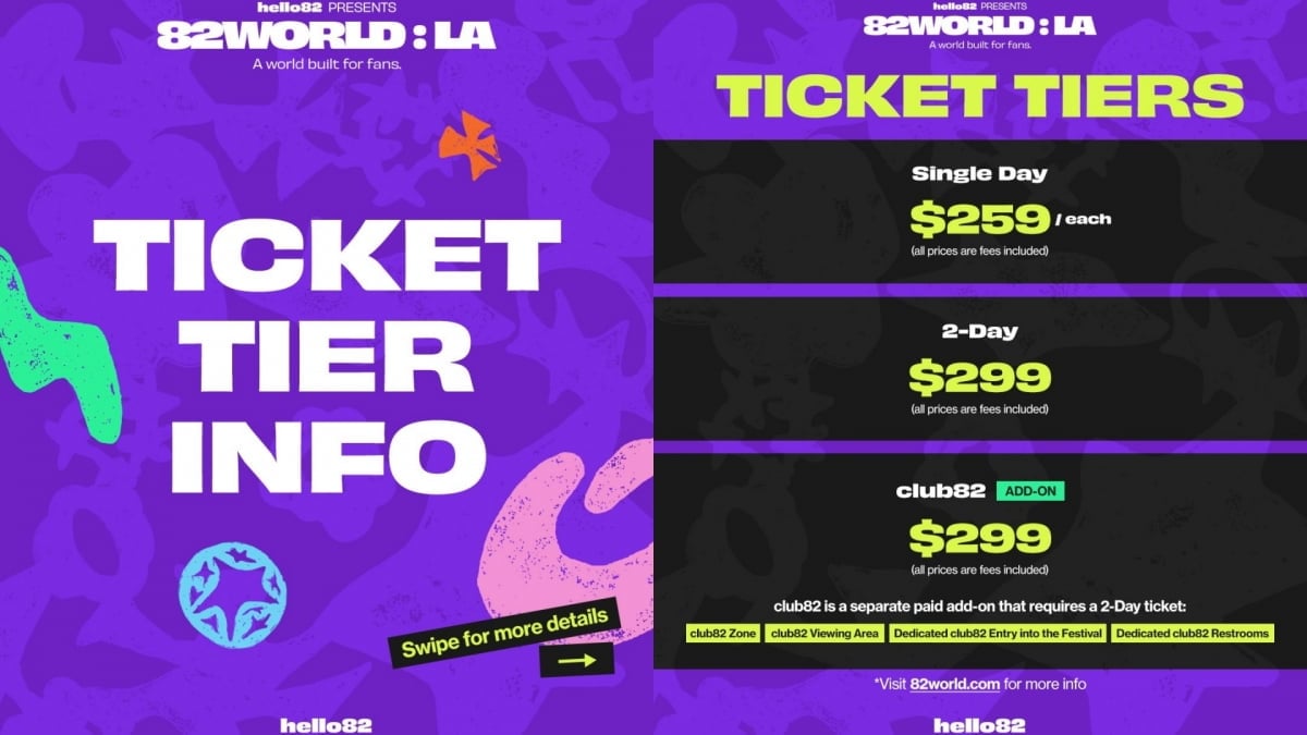 82WORLD : LA Ticket Tiers / @hello82PRESENTS on X