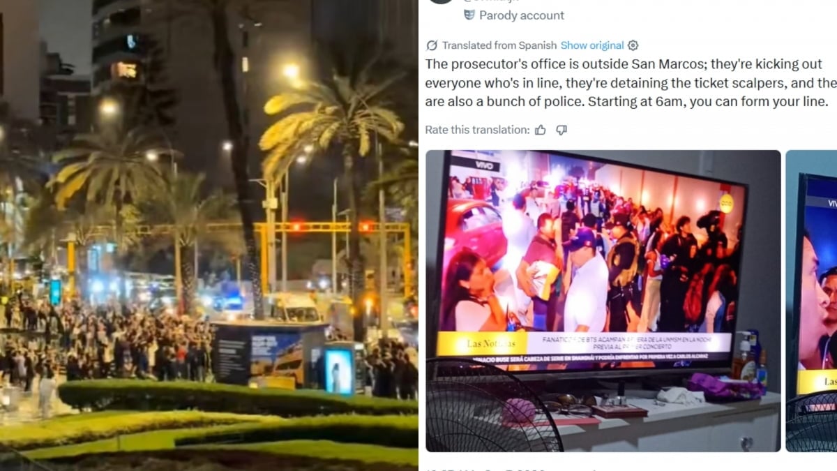 People Outside of BTS' Hotel Ahead of their Concert in Peru / Web Capture