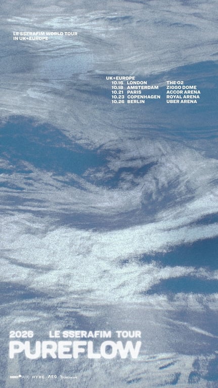 Poster for LE SSERAFIM's first European tour / SOURCE MUSIC