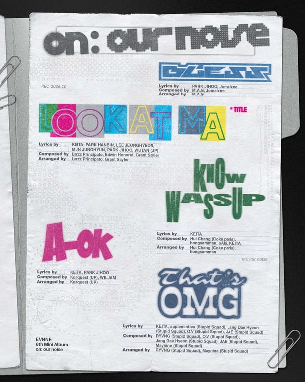 EVNNE 6th mini album 'on our noise' Tracklist / Jellyfish Entertainment