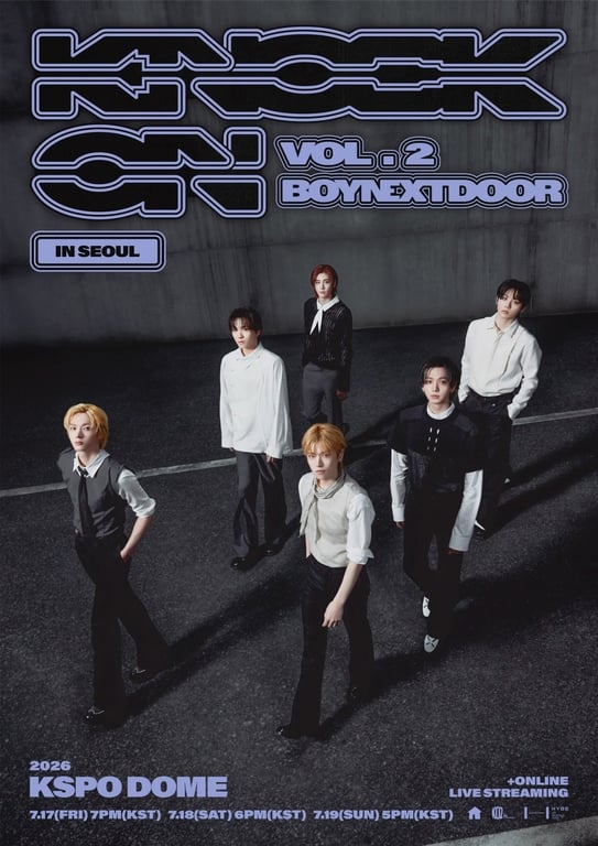 Poster for BOYNEXTDOOR's "KNOCK ON Vol.2" tour in Seoul / KOZ Entertainment