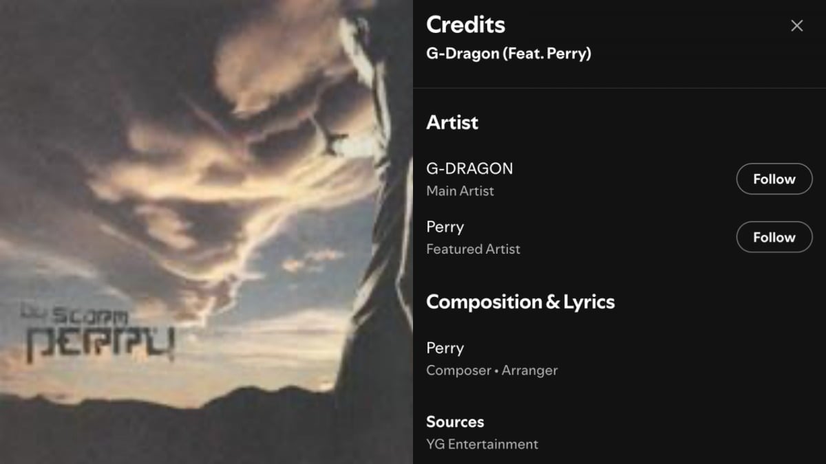 Perry's full-length album "Perry By Storm," which includes credits with G-Dragon / Captured from Spotify