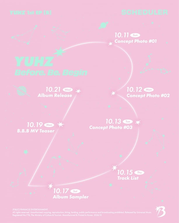 YUHZ 1st EP 'B' Scheduler / Pinnacle Entertainment